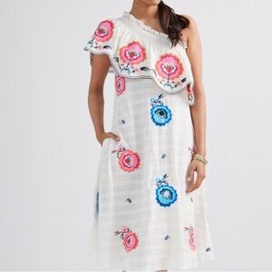 NWT Anthropologie Plenty by Tracy Reese Embroidered One-Shoulder Maxi Dress